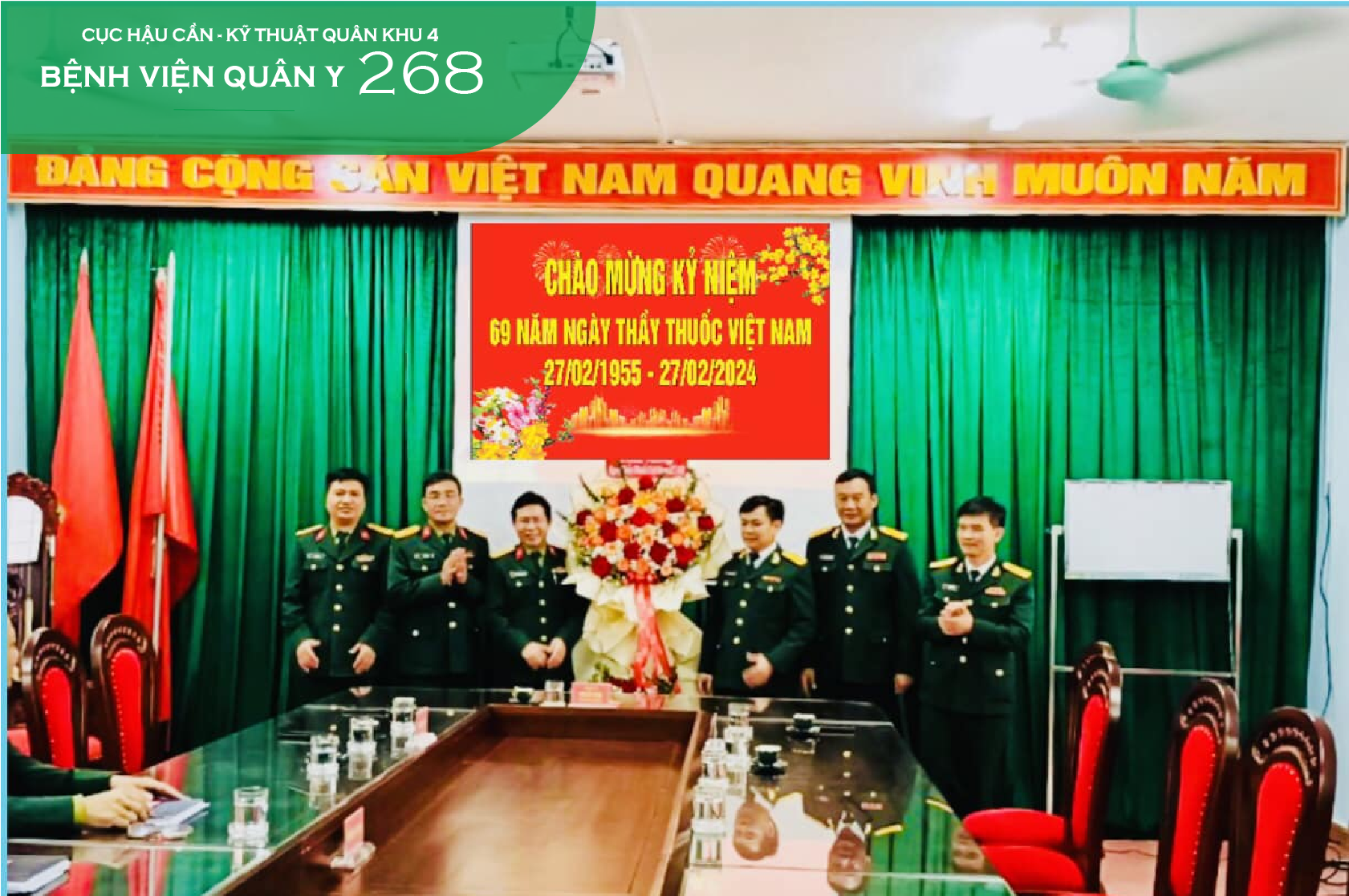 THỦ TRƯỞNG CỤC HẬU CẦN THĂM, CHÚC MỪNG CÁN BỘ, Ý BÁC SỸ BỆNH VIỆN QUÂN Y 268 NHÂN NGÀY 27/2